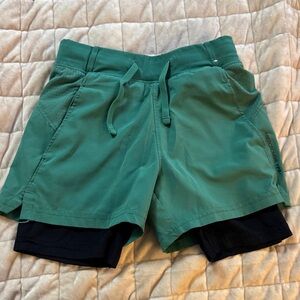 Kids Abercrombie Green Dual-Layer Active Shorts
